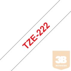   BROTHER Festékszalag TZe-222, Fehér alapon Piros, Laminált, 9mm 0.35", 8 méter