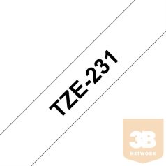   BROTHER Festékszalag TZe-231, Fehér alapon Fekete, Laminált, 12mm 0.47", 8 méter