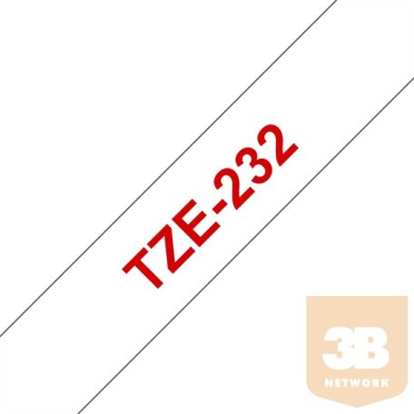 BROTHER Festékszalag TZe-232, Fehér alapon Piros, Laminált, 12mm 0.47", 8 méter