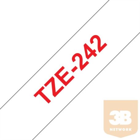 BROTHER Festékszalag TZe-242, Fehér alapon Piros, Laminált, 18mm 0.7", 8 méter