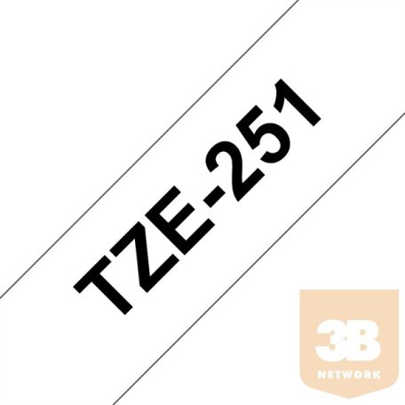 BROTHER Festékszalag TZe-251, Fehér alapon Fekete, Laminált, 24mm 0.94", 8 méter