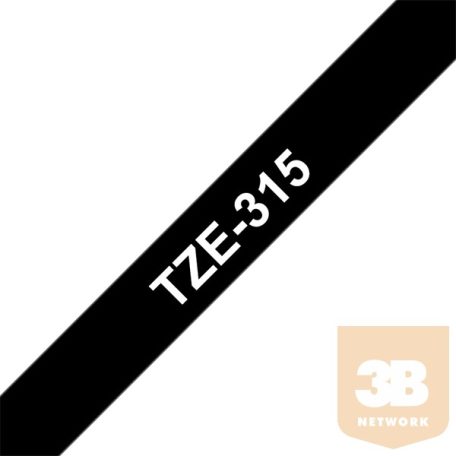 BROTHER Festékszalag TZe-315, Fekete alapon Fehér, Laminált, 6mm 0.23", 8 méter