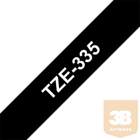 BROTHER Festékszalag TZe-335, Fekete alapon Fehér, Laminált, 12mm 0.47", 8 méter