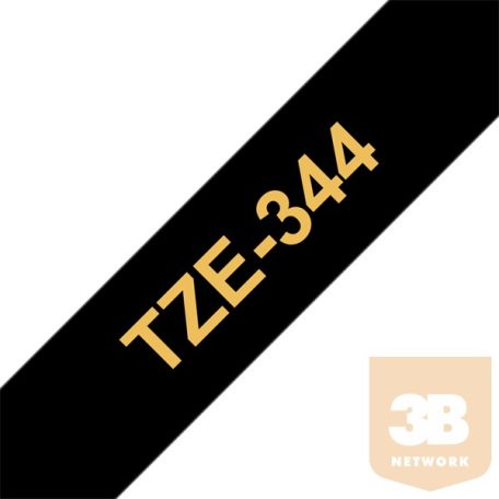 BROTHER Festékszalag TZe-344, Fekete alapon Arany, Laminált, 18mm 0.7", 8 méter
