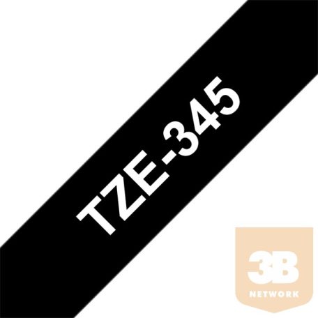 BROTHER Festékszalag TZe-345, Fekete alapon Fehér, Laminált, 18mm 0.7", 8 méter