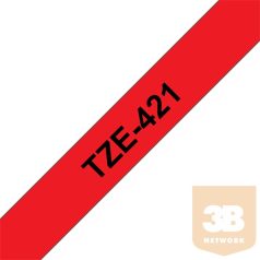   BROTHER Festékszalag TZe-421, Piros alapon Fekete, Laminált, 9mm 0.35", 8 méter
