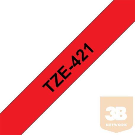 BROTHER Festékszalag TZe-421, Piros alapon Fekete, Laminált, 9mm 0.35", 8 méter