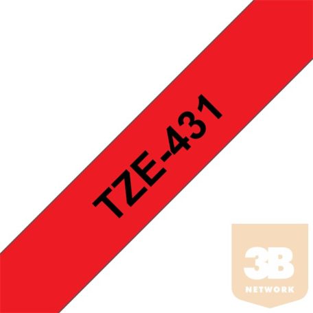BROTHER Festékszalag TZe-431, Piros alapon Fekete, Laminált, 12mm 0.47", 8 méter