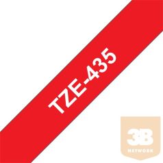   BROTHER Festékszalag TZe-435, Piros alapon Fehér, Laminált, 12mm 0.47", 8 méter