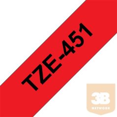   BROTHER Festékszalag TZe-451, Piros alapon Fekete, Laminált, 24mm 0.94", 8 méter
