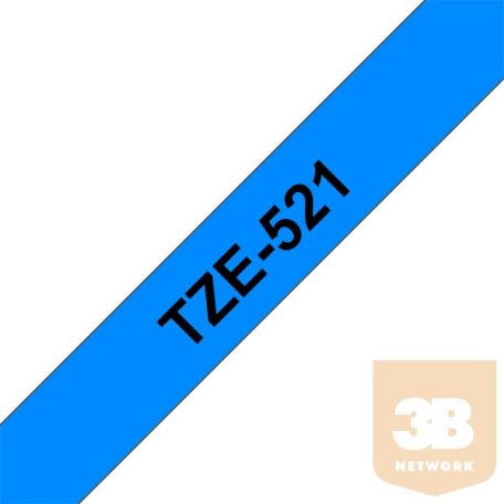 BROTHER Festékszalag TZe-521, Kék alapon Fekete, Laminált, 9mm 0.35", 8 méter