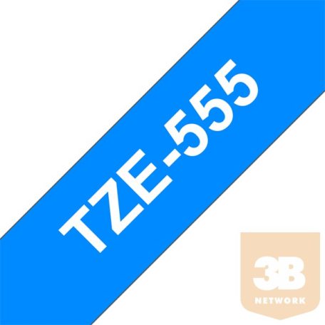 BROTHER Festékszalag TZe-555, Kék alapon Fehér, Laminált, 24mm 0.94", 8 méter