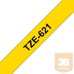   BROTHER Festékszalag TZe-621, Sárga alapon Fekete, Laminált, 9mm 0.35", 8 méter