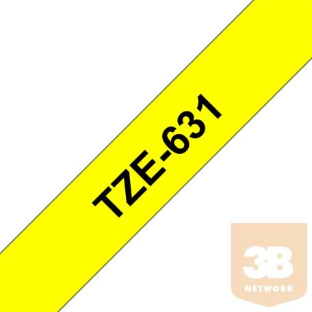 BROTHER Festékszalag TZe-631, Sárga alapon Fekete, Laminált, 12mm 0.47", 8 méter