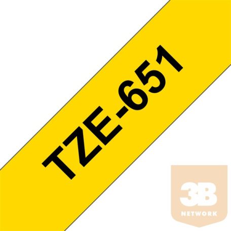 BROTHER Festékszalag TZe-651, Sárga alapon Fekete, Laminált, 24mm 0.94", 8 méter
