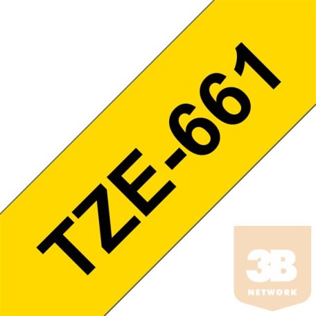 BROTHER Festékszalag TZe-661, Sárga alapon Fekete, Laminált, 36mm 1.4", 8 méter