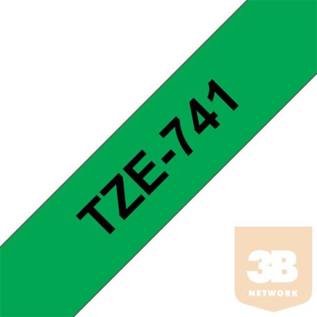 BROTHER Festékszalag TZe-741, Zöld alapon Fekete, Laminált, 18mm 0.7", 8 méter