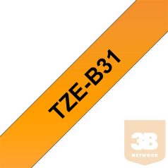   BROTHER Festékszalag TZe-B31, Fluoreszkáló narancs alapon Fekete, Laminált, 12mm 0.47", 5 méter