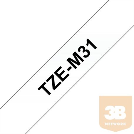 BROTHER Festékszalag TZe-M31, Matt átlátszó alapon Fekete, Laminált, 12mm 0.47", 8 méter