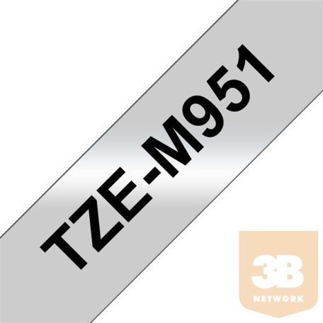 BROTHER Festékszalag TZe-M951, Matt ezüst alapon Fekete, Laminált, 24mm 0.94", 8 méter
