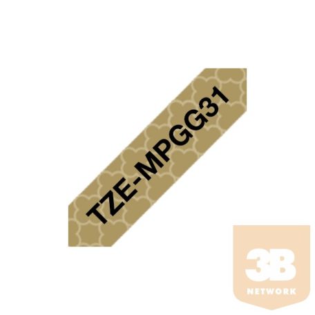 BROTHER Festékszalag TZe-MPGG31, Arany mintás alapon Fekete, Laminált, 12mm 0.47", 4 méter