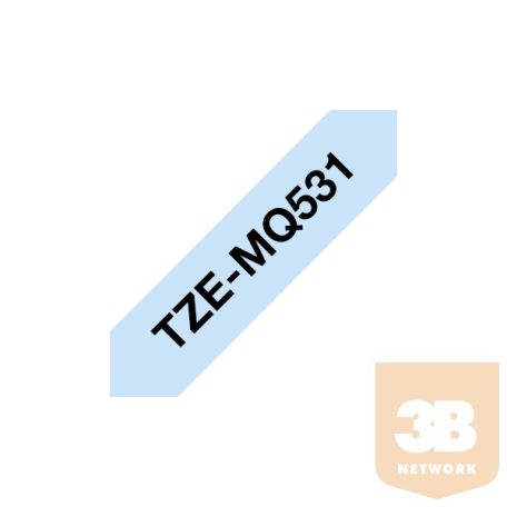 BROTHER Festékszalag TZe-MQ531, Pasztell kék alapon Fekete, Laminált, 12mm 0.47", 4 méter