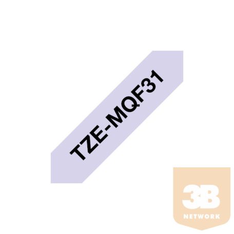 BROTHER Szalagkazetta TZEMQF31, Pasztell lila alapon fekete szalag, 12 mm széles, 4m