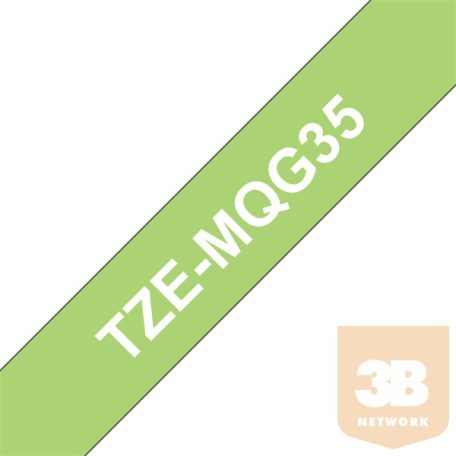 BROTHER Festékszalag TZe-MQG35, Lime zöld alapon Fehér (matt), Laminált, 12mm 0.47", 5 méter