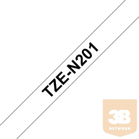 BROTHER Festékszalag TZe-N201, Fehér alapon Fekete, Nem laminált, 3.5mm 0.13", 8 méter