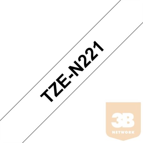BROTHER Festékszalag TZe-N221, Fehér alapon Fekete, Nem laminált, 9mm 0.35", 8 méter