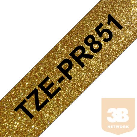 BROTHER Prémium feliratozó szalag TZEPR851, Arany alapon fekete szalag, 24 mm széles, 8m