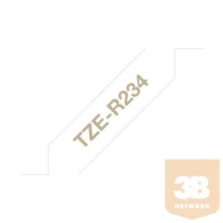 BROTHER Textil szalag TZe-R234, Fehér alapon Arany, 12mm 0.47", 4 méter