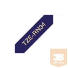  BROTHER Textil szalag TZe-RN34, Sötétkék alapon Arany, 12mm 0.47", 4 méter