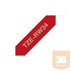  BROTHER Textil szalag TZe-RW34, Bordó alapon Arany, 12mm 0.47", 4 méter