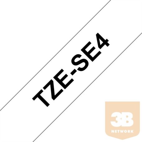 BROTHER Festékszalag TZe-SE4, Fehér alapon Fekete, Biztonsági szalag, 18mm 0.7", 8 méter