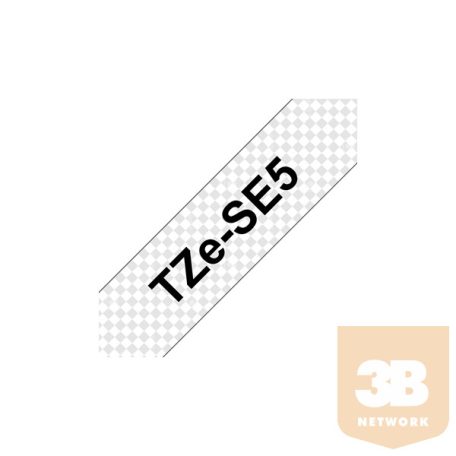 BROTHER Biztonsági Címke TZESE5, Laminált feliratokhoz, fehér alapon fekete betűs, 24 mm széles, 8m