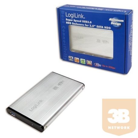LOGILINK Szuper gyors USB 3.0 alumínium HDD ház, 2,5" SATA HDD-hez (szürke)