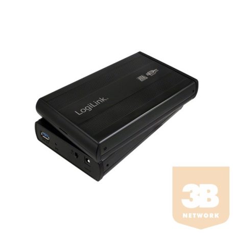 LOGILINK Szuper sebességű USB 3.0-ás alumínium HDD ház 3.5”-os SATA HDD-hez (Fekete)
