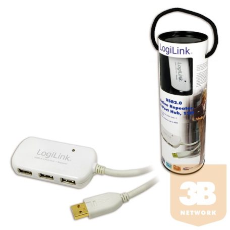 USB LogiLink UA0108 USB2.0 4 portos külső hub aktív hosszabbító - 12m