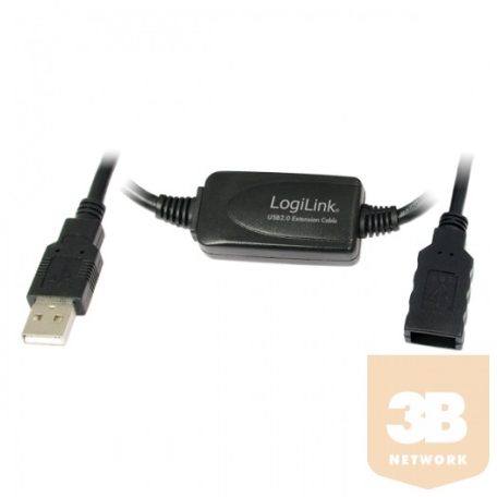 KAB LogiLink UA0146 USB 2.0 hoszabbító kábel - Fekete - 20m