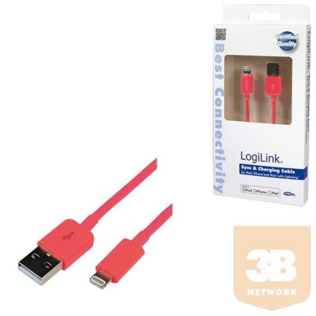 MOBIL LogiLink UA0200 Apple® Lightning USB csatlakozó kábel - 1m - Piros