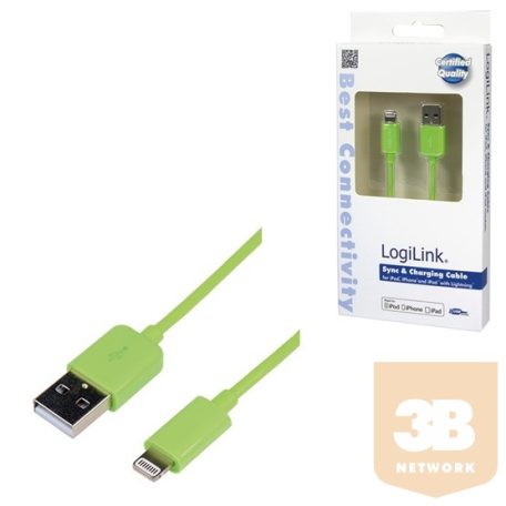 MOBIL LogiLink UA0203 Apple® Lightning USB csatlakozó kábel - 1m - Zöld
