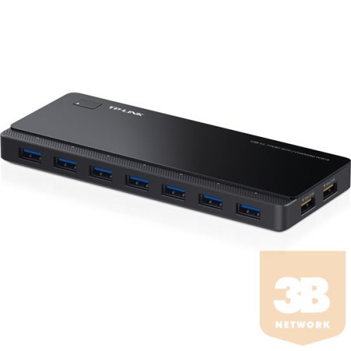 TP-LINK USB HUB 7 Port + 2 Port töltési csatlakozással USB 3.0 külső hálózati adapteres