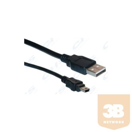 WIRETEK kábel USB Összekötő A - Mini 5pin, 2m, Male/Male