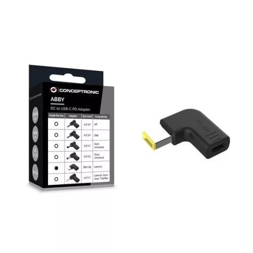 Conceptronic átalakító - ABBY15PC05 (USB-C to Lenovo Slim tip, 18-20V, PD:100W, fekete)