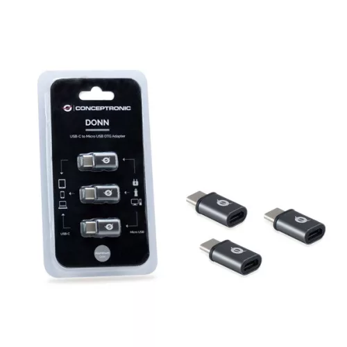 Conceptronic átalakító - DONN05G 3-Pack (3db USB-C to Micro USB, fekete)