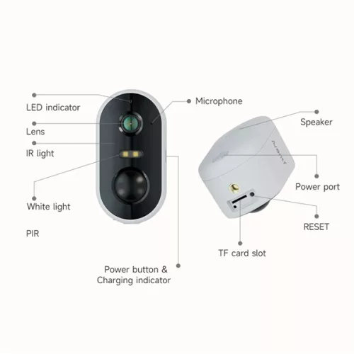 Arenti IP wifi csempekamera - GO1 + SP2 (3MP, IR 10m, microSD, mikrofon, hangszóró, akkus, SP2 napelem, IP65 kültéri)
