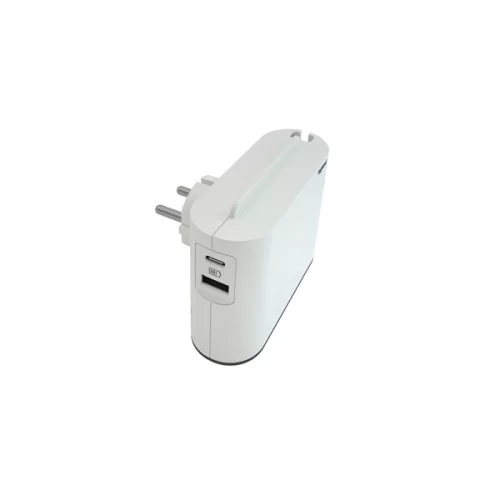 Legrand elosztó - 2 aljzat + okostelefontartóval ellátott töltő, USB-A és USB-C, (15W max.) fehér