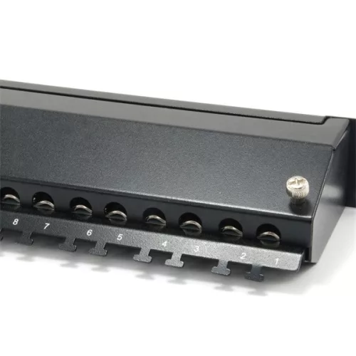 Equip Patch panel - 326624 (24 port, Cat6A, 1U, árnyékolt, fekete)