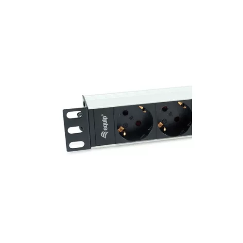Equip Hálózati Elosztó - 333311 (Schuko, 4x Schuko, Rack 1U, 1,8m kábel, aluminium, fekete)